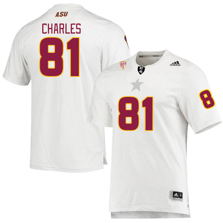 Men #81 Shawn Charles Arizona State Sun Devils College Football Jerseys Stitched Sale-White - Click Image to Close